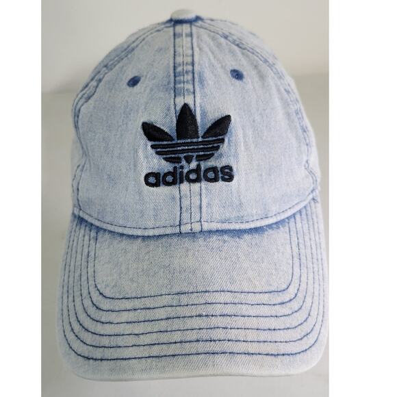 adidas Accessories - Adidas Hat Trefoil Distressed Acid Stonewash Denim Jean Logo Ball Cap Sporty Hat